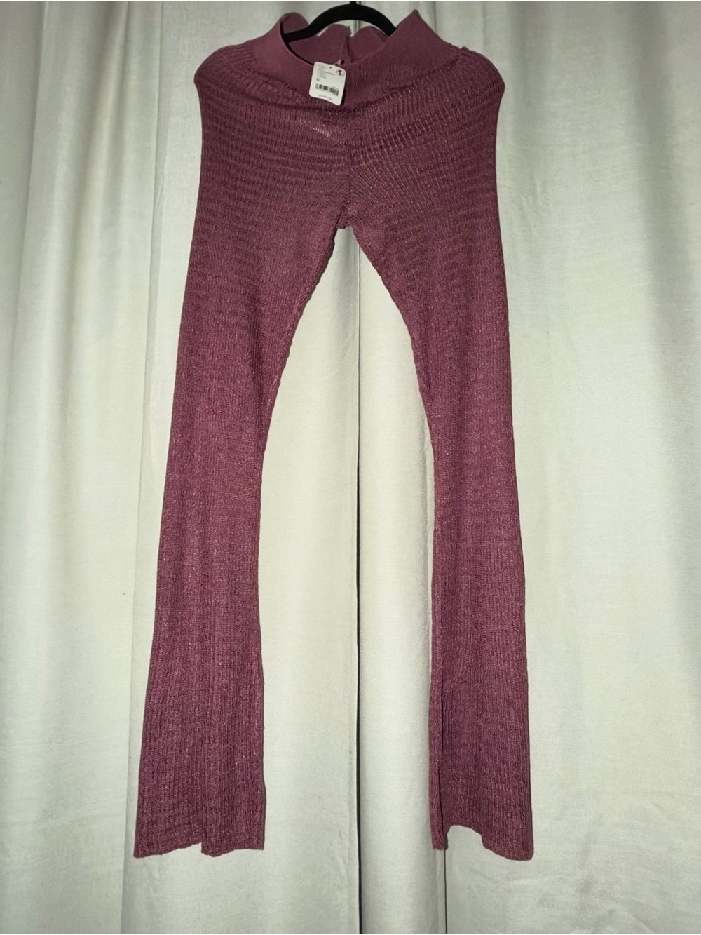 Free People Ribbed Wide-Leg Pants in Dusty Mauve